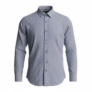 Klauss Boehler Long Sleeve Mens Button Dress Shirt Geometric Print Size 16 Blue